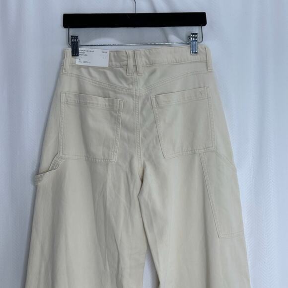 American Eagle NWT baggy wide leg high rise carpenter pants size 4 cream - Picture 6 of 11